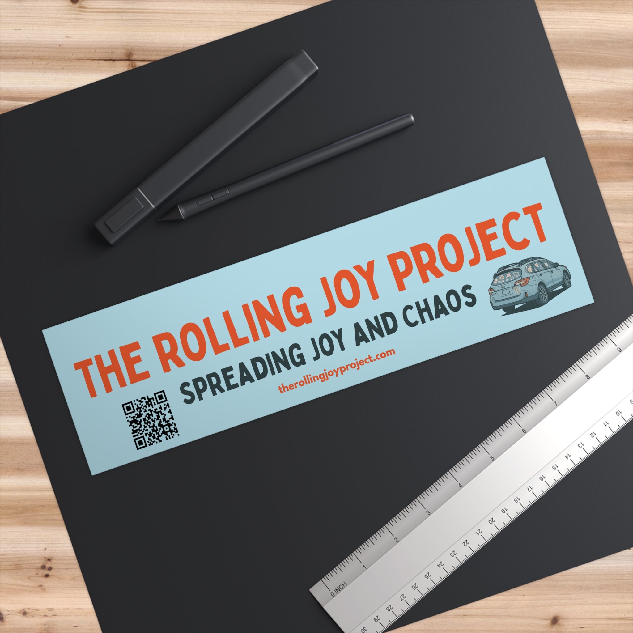 The Rolling Joy Project: Spreading Joy and Chaos Bumper Sticker — Scan Me